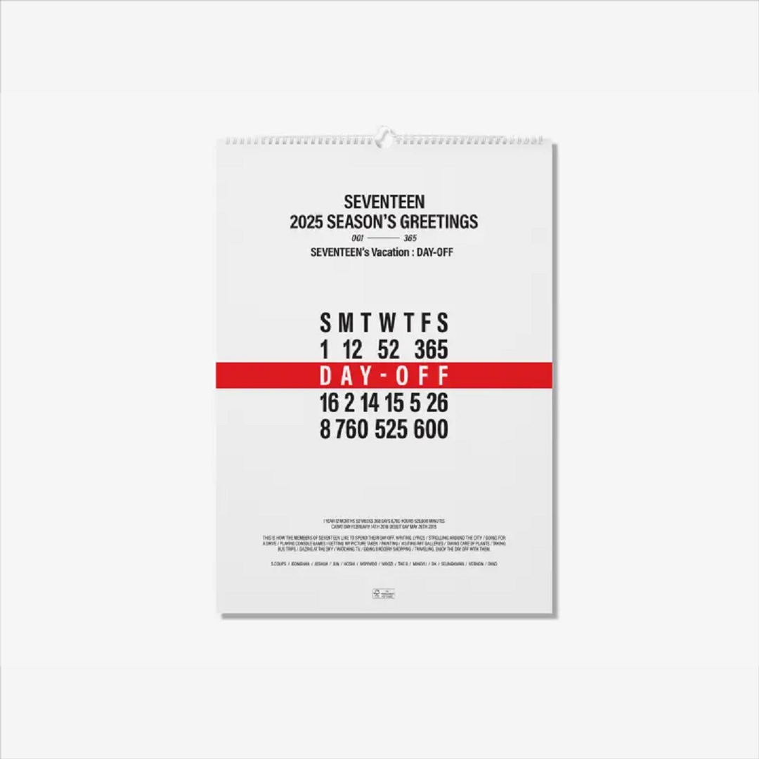 SEVENTEEN - SEVENTEEN 2025 WALL CALENDAR