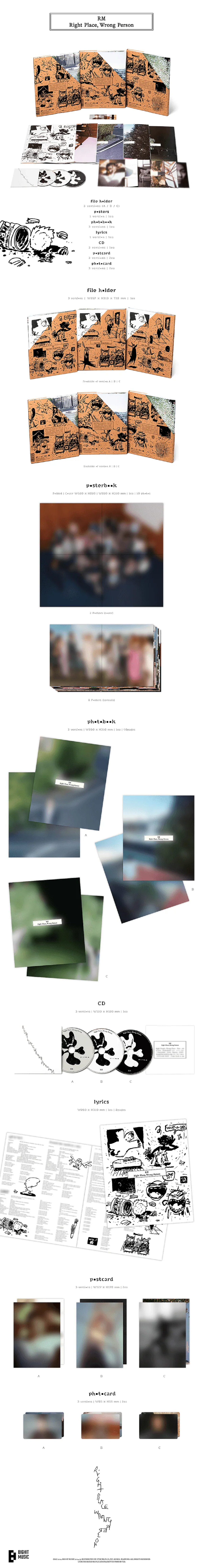 RM - RIGHT PLACE, WRONG PERSON SOLO 2ND ALBUM WEVERSE GIFT PHOTOBOOK CONTENTS