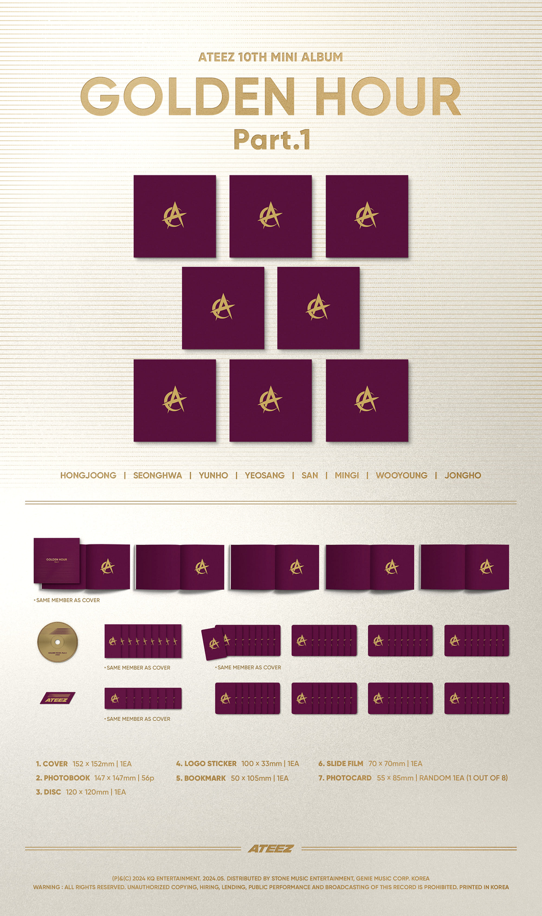 ATEEZ 10th Mini Album [GOLDEN HOUR : Part.1] (Digipack Ver.) (Random Ver.) CONTENTS