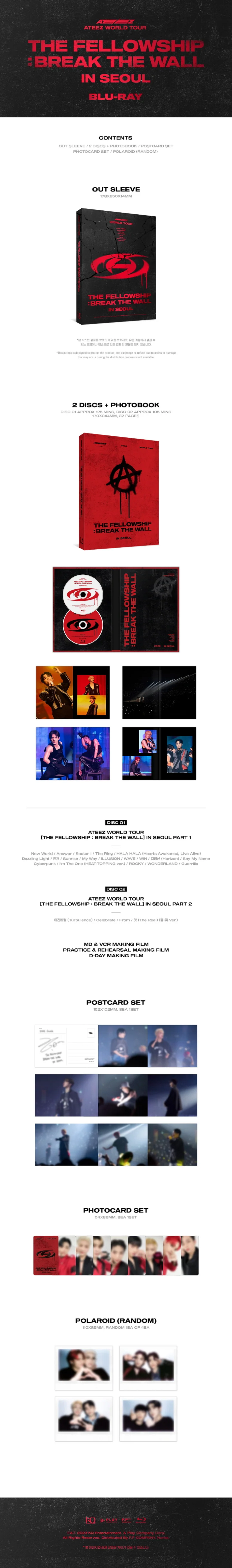 ATEEZ - [ATEEZ WORLD TOUR (THE FELLOWSHIP : BREAK THE WALL) IN SEOUL] Blu-ray contents
