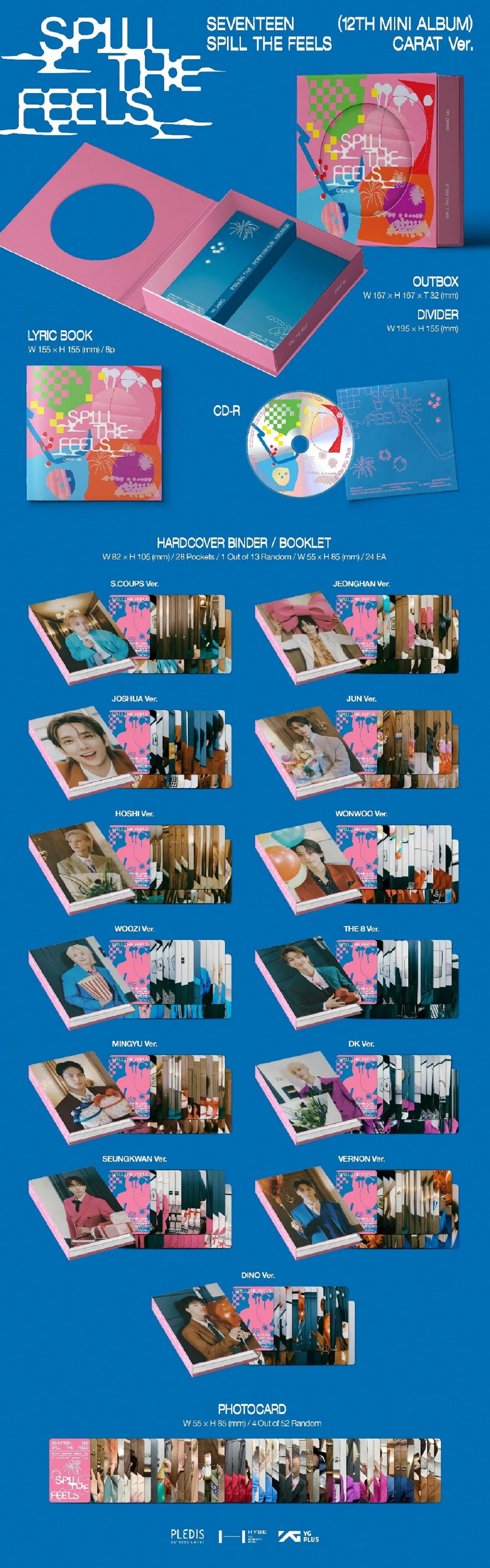 Seventeen 12th Mini Album - SPILL THE FEELS (Carat Ver.) (RANDOM) + MAKESTAR Mini Photo